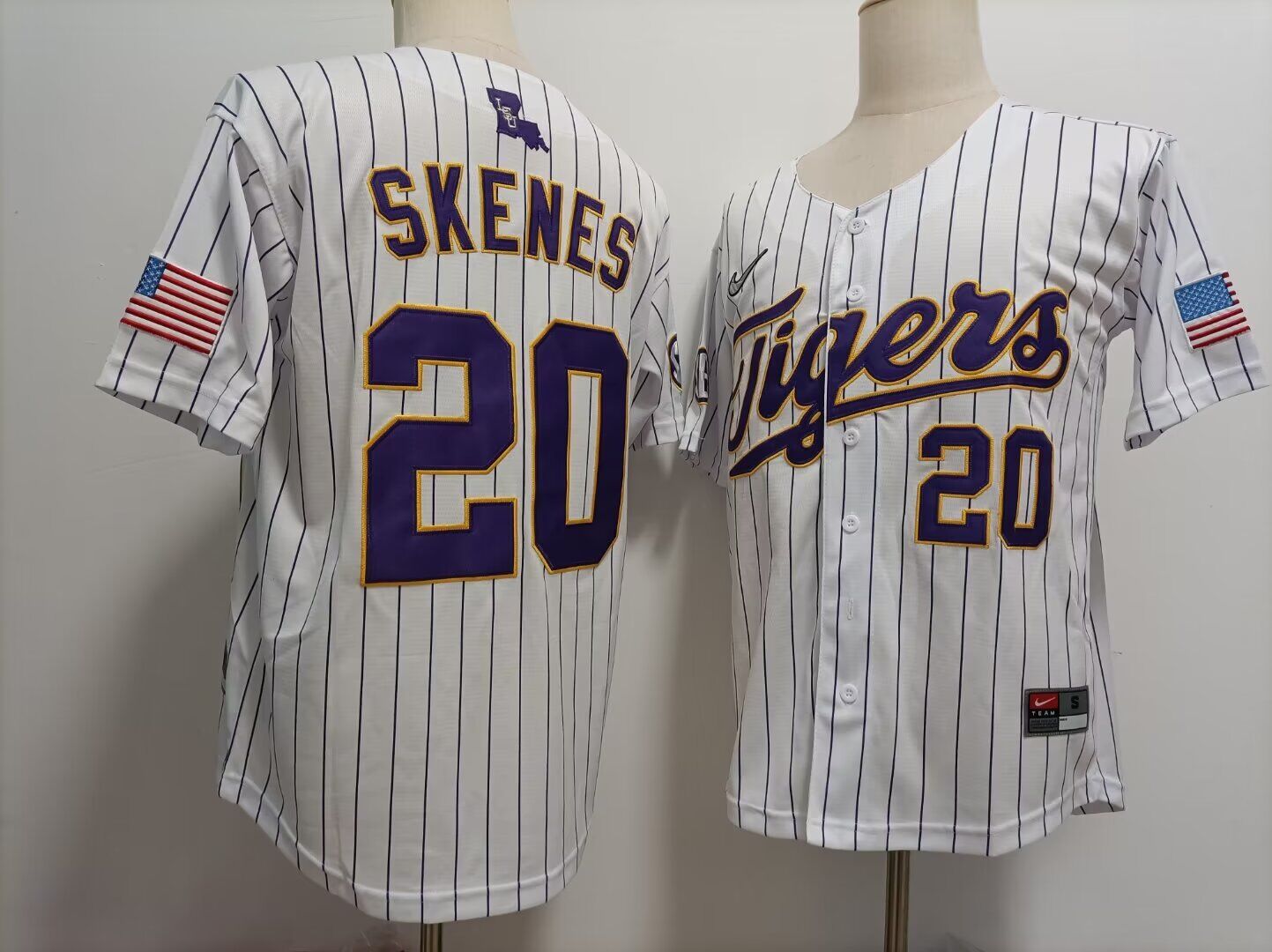 2024 NCAA Men LSU Tigers #20 Paul Skenes white Nike jersey